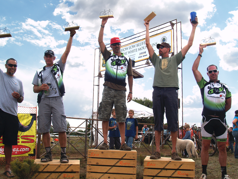 Bicycle World TV Racers on the podium at the tour of the white mountians