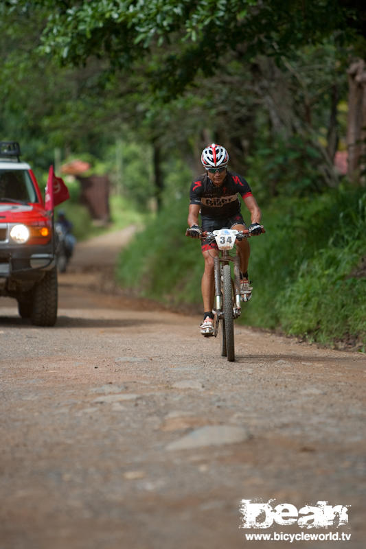Milton Ramos of Honduras rides into second place on stage one.