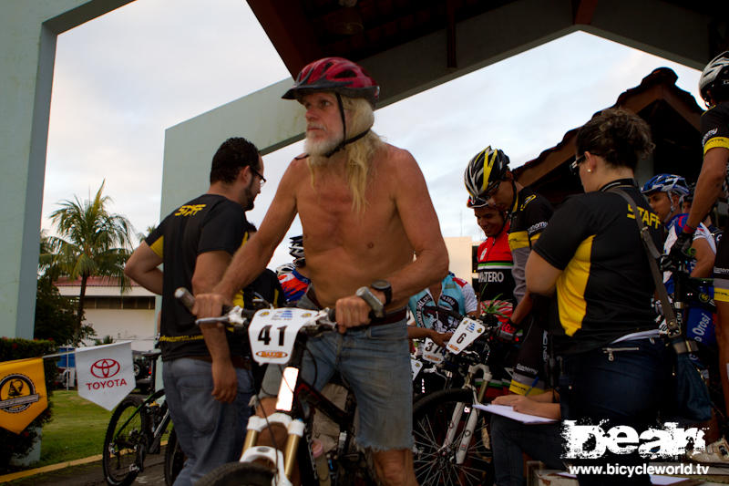 A fixture at the La Ruta, this guy rides shirtless and in TEVA sandals and has finished all five times he entered. His son is also a top local pro in the race.